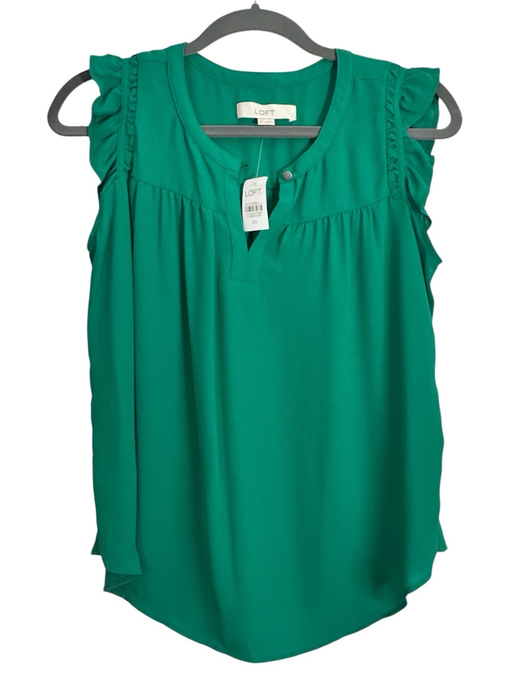 LOFT Kelly Green Flutter Sleeve Pull On Top Blouse XS